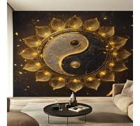 Générique Papier Peint Yin Yang Papier Peint Panoramique Chinois Japonaise Orientale Asiatique Papiers Peints Intissé Fresque Murale, Decoration Chambre Salon Wallpaper, 450 x 260 cm C&-IO