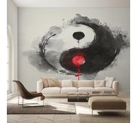 Générique Papier Peint Yin Yang Papier Peint Panoramique Noir et Blanc Chine Papiers Peints Intissé Fresque Murale, Decoration Chambre Salon Wallpaper, 300 x 210 cm B-&26