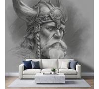 Générique Papier Peints Panoramique intissé 150 x 105 cm, Poster Geant Mural Effet 3D, Design Grèce antique nordique Viking Pour Salon Chambre D'Enfant Décoration Murale Croquis esthétique sombre