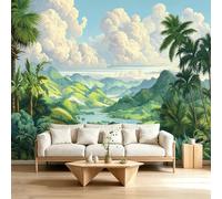 Générique Papier Peints Panoramique intissé 200 x 140 cm, Poster Geant Mural Effet 3D, Design Plantes Tropicales Forêt Pour Salon Chambre D'Enfant Décoration Murale Paysage de Montagne