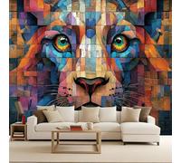 Générique Papier Peints Panoramique lion Poster Geant Mural Personnalisé 3D, Coloré Mosaïque Lion Pour Salon Chambre D'Enfant Décoration Murale, Animal Moderne Murale Intissée 400x280cm