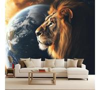 Générique Papier Peints Panoramique lion Poster Geant Mural Personnalisé 3D, Univers Planète Terre Lion Pour Salon Chambre D'Enfant Décoration Murale, Animal Moderne Murale Intissée 400x280cm