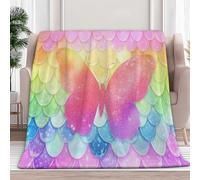 Générique Papillon À Écailles Colorées Couverture Polaire 180x200 cm Rose Couverture Flanelle Imprimée 3D, Plaid Polaire Moelleuse, Couvertures lit Chaude Épais Jeté de Canapé, Plaid Bébé