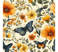 Générique Papillon Fleurs Papier Peint Épaissir Mat Auto Adhésif 44x1000 cm Aquarelle Art Meubles Autocollants Amovible Comptoir Contact Papier Stickers Muraux pour Bains Salon Chambre