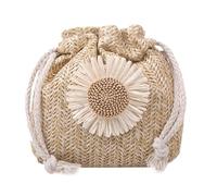 Générique Paquet à Bandoulière pour Femme en Paille Tissée Blanche, Compact et Pratique, Design Chic et Délicat Shopping Vacances