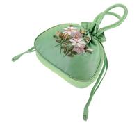 Générique Paquet à Main Brodé Élégant en Velours Vert avec Cordon, Mini Pochette Spacieuse pour Shopping et Voyage, Paquet à Fleurs Pratique