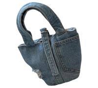 Générique Paquet à Main en Denim pour Femme Léger et Polyvalent Design Bicolore, Plage Sorties en Plein Air, Style Décontracté et Vintage