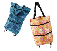 Générique Paquet à Provisions pour Chariot Pliable 2pcs en Tissu Oxford Robuste Grosse Capacité avec roulettes Portable pour Usage Quotidien et Pique-niques
