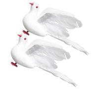 Générique Paquet de 1 Paire de Pigeons Artificiels Décoratifs en Mousse et Plastique Figurines Réalistes de Colombe Blanche Plumage Décoration D’Oiseau de Jardin Extérieur pour Fêtes et