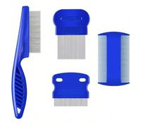 Générique Paquet de 4 Peignes, toilettage en Acier Inoxydable avec Dents arrondies(Blue 4-Piece Set)