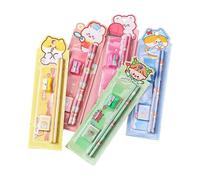 Générique Paquet de 5 de conception de dessin animé, couleur | L ' écriture en n bois doit avoir un taille-crayon à gomme pour la papeterie d ' art scolaire, ensemble