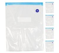 Générique Paquet de Mise sous Vide pour Conservation des Aliments 26x34 Cm en Plastique Bleu, Lot de 5 Set de Sachets 1 Pompe Manuelle Filtrante, Adaptés Congélation et Rangement sous Vide
