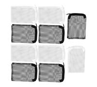 Générique Paquet Filtrants en Filet pour Aquarium Fermeture Éclair, Lot de 10 Pièces, Polyester Blanc et Noir, pour Filtration et Stockage des Matériaux Filtrants
