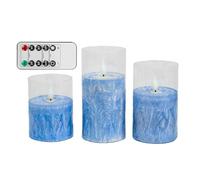 Générique Paraffin Abs Purple - 10-15 Cm 3-Pack Flameless Candle | Flickering Real Wax Battery Led Pillar | Remote Control Timer For Halloween Christmas | Wedding Home Décor Table Centerpiece