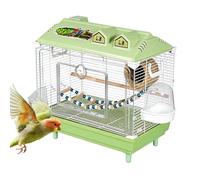 Générique Parakeet Bird Cage Carrier - Clear Portable Aviary Box for Indoor Housing | Transparent Flexible Frame with Wooden Perch, Lightweight Travel Enclosure for Lovebird Finch Conure Home Use