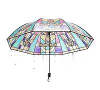 Générique Parapluie Automatique et Pliant - Parapluie Compact Pliant à Motif Vitrail - Protection UV pour Adultes Plage Pêche Camping Randonnée Vacances