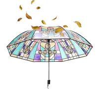 Générique Parapluies pour Pluie - Parapluie Automatique à Motif Vitrail avec Ouverture Automatique,Protection UV pour Adultes Plage Pêche Camping Randonnée Vacances