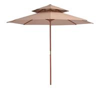 Générique Parasol à Deux étages avec mât en Bois 270 cm Taupe,Parasols & voiles d'ombrage,7.48KG-44520
