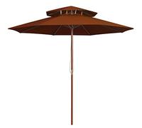 Générique Parasol à Deux étages avec mât en Bois Terre Cuite 270 cm Maison & Jardin Pelouses & Jardins Vie en extérieur Parasols & voiles d'ombrage (Poids 7.74KG)