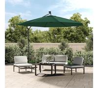 Générique Parasol avec éclairage LED 300 cm Poteau en métal Vert,Parasols & voiles d'ombrage,16.68KG-42969