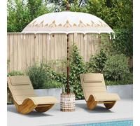 Générique Parasol balinais Crème 210-220 cm Coton, Bois Massif,Maison & Jardin,Pelouses & Jardins,Vie en extérieur-3356891