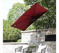 Générique Parasol Carré De Jardin avec Inclinaison Et Manivelle Parasols De Plage À 6 Baleines Demi Parasol en Tissu PU Imperméable Mât 38.0mm Antirouille(Burgundy)