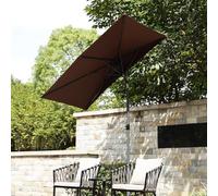 Générique Parasol Carré De Jardin avec Inclinaison Et Manivelle Parasols De Plage À 6 Baleines Demi Parasol en Tissu PU Imperméable Mât 38.0mm Antirouille(Coffee)