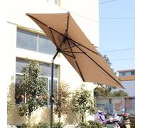 Générique Parasol Carré De Jardin avec Inclinaison Et Manivelle Parasols De Plage À 6 Baleines Demi Parasol en Tissu PU Imperméable Mât 38.0mm Antirouille(Khaki)