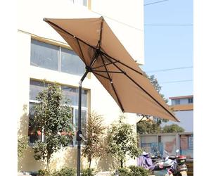 Générique Parasol Carré De Jardin avec Inclinaison Et Manivelle Parasols De Plage À 6 Baleines Demi Parasol en Tissu PU Imperméable Mât 38.0mm Antirouille(Khaki)