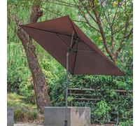 Générique Parasol Carré De Patio 2x2,0m, Parasols De Marché Résistant Aux UV, Parasol Extérieur Imperméable avec Inclinaison À Manivelle pour Jardin Patio Piscine(Brown)