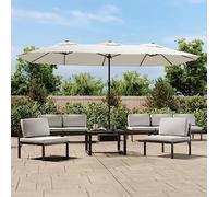 Générique Parasol de Jardin à Double tête avec LED Blanc Sable 449x245 cm,Parasols & voiles d'ombrage,18.45KG-362953