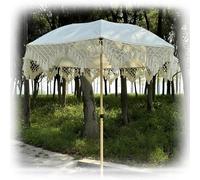 Générique Parasol De Plage 200cm avec Pampilles Parasol De Jardin Style Bohème Parasol D’extérieur Inclinable Design Inclinable Base Non Incluse pour Pelouses Et Piscines(Blanc)