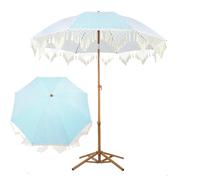 Générique Parasol de Plage à Franges 200 cm Style bohème Parasol de Jardin inclinable Parasol d’extérieur pour terrasse Design inclinable Base Non Incluse pour pelouse Piscine