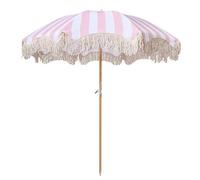 Générique Parasol De Terrasse Inclinable À 180° avec Franges, Parapluie De Plage Pliable Et Portable De 2.0 M Style Bohème, Balles en Fibre De Verre, Protection UV 50+(Stripes)