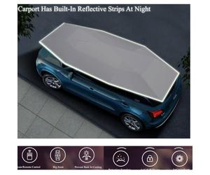 Générique Parasol de Voiture Pliable avec Télécommande, Housse Pare-Soleil Anti-UV Imperméable, Protection Neige Vent Extérieur, Bleu Argent, 4,3/4,80m(Blue,4.30m/14.1ft)