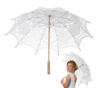 Générique Parasol en Dentelle Blanche - Ombrelle Dentelle Décor Mariage | Accessoire Photo Portable Pour Robe Danse Théâtre