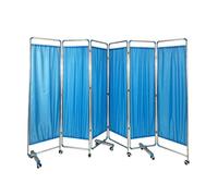 Générique Paravent de confidentialité à 3-6 Panneaux, cloison de Porte sur Pied en Acier Inoxydable, séparateur de pièce Pliable sur roulettes, pour Salons de beauté et hôpitaux (Bleu, 6 pan