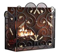 Générique Pare-feu de cheminée 3 Panneaux en Fer forgé Noir - Pare-feu Autonome avec Grille de Protection, Hauteur 60 cm (24"), idéal pour poêles à Bois et à bûches, élégant Pare-feu