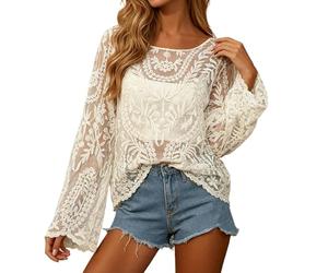 Générique Paréo de Plage élégant en Maille Unie, léger et Discret, idéal pour se protéger du Soleil et Porter Le Maillot de Bain. (Beige, One Size)