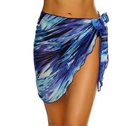 Générique Paréo Femme Cache Maillot De Bain Plage Pareo Homme Accessoires Bohème Pompons Nouer Jupe Cover Up Sexy pour Grande Cache-Maillots Et Sarongs Sortie Robe Transbronzant Femme Bleu foncé