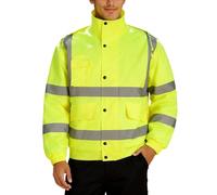 Générique Parka Homme Grande Taille Bandes Réfléchissantes Imperméable Doublée Chaude Blouson Sécurité Travail Veste Haute Visibilité Manteau Fluo Hiver Chantier Renforcée Gilet Signalisation Mode
