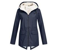 Générique Parka Imperméable Femme Manteau D'hiver Capuche Fourrée Coupe-Vent Zippé Veste Extérieur Chaude Mode Vetement Femme Grande Taille, Marine, L