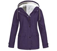 Générique Parka Imperméable Femme Manteau D'hiver Capuche Fourrée Coupe-Vent Zippé Veste Extérieur Chaude Mode Vetement Femme Grande Taille