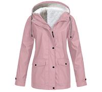 Générique Parka Imperméable Femme Manteau D'hiver Capuche Fourrée Coupe-Vent Zippé Veste Extérieur Chaude Mode Vetement Femme Grande Taille, Rose, XXL
