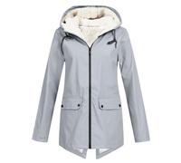Générique Parka Imperméable Femme Manteau D'hiver Capuche Fourrée Coupe-Vent Zippé Veste Extérieur Chaude Mode Vetement Femme Grande Taille, Gris, XXL