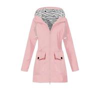 Générique Parka Pluie Manteau Impermeable Femme Bleu Marine Veste Noire Imperméable Running Avec Capuche Doudoune Vestes De Randonnée Anti-Pluie Fille Rains Long Matelassée Mi Saison Trench Coat
