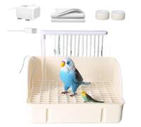 Générique Parrot Bathtub, Automatic Bird Bath, 12.99 inches Height Built-in 5w Pump, Pet Bathing Container for Cockatiels Parakeets Lovebirds Conures, Cage Use, Pet Owners, Green White