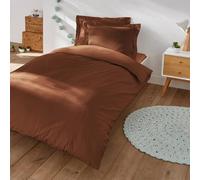 Générique Parure de Couette 2 Piéces pour Un lit 1 Personne 100% Coton 57 Fils, Housse de Couette 140 x 200 cm Blanche avec 1 Taie d'oreiller 65 x 65 cm Assortie, Style Moderne Haute Qulité (Marron)