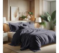 Générique Parure de Couette Unie 4 Pièces -1 Drap Housse 180x200 cm + 2 Taies d'oreiller 50x70 cm + Housse de Couette 220 x 240 cm 100% Pur Coton très Doux - Qualité Premium 2 Personnes (Gris)
