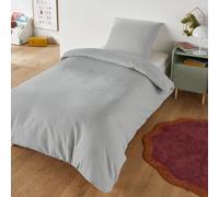 Générique Parure de Draps 1 Place Unie - 3 Pièces (Drap Plat + Drap Housse + Taie d'oreiller) - 100% Coton - Tissage 57 Fils Très Serré - Plusieurs Couleurs Disponibles (Gris Clair)